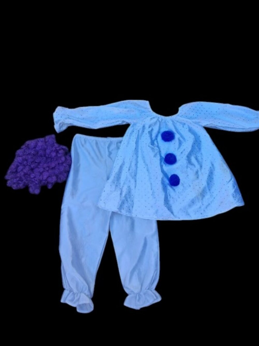 Clown Costume Rubie’s Kids Size Small Polka Dot Purple Wig & Tie Vtg